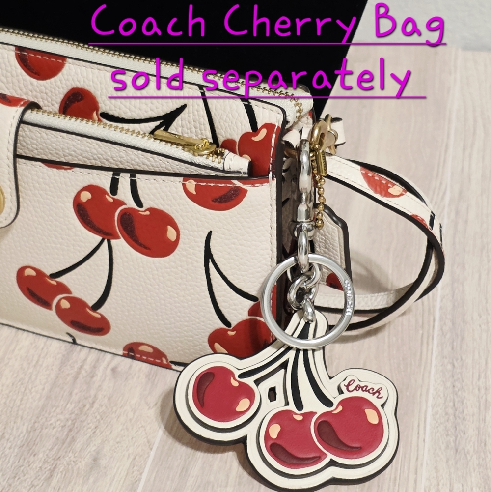 Coach Cherry Bag Charm Keychain Cherries Fob CZ092 Like New - Picture 3 of 14